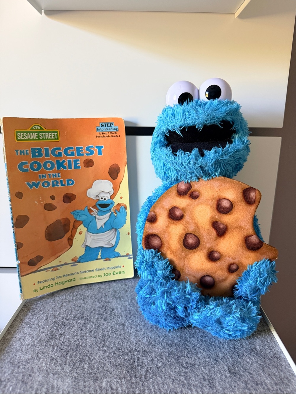 Sesame Street Talking Cookie Monster Plush + 1995 Vintage Cookie Monster Book